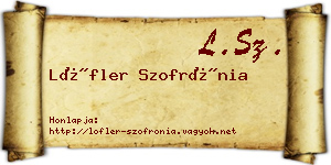Löfler Szofrónia névjegykártya
